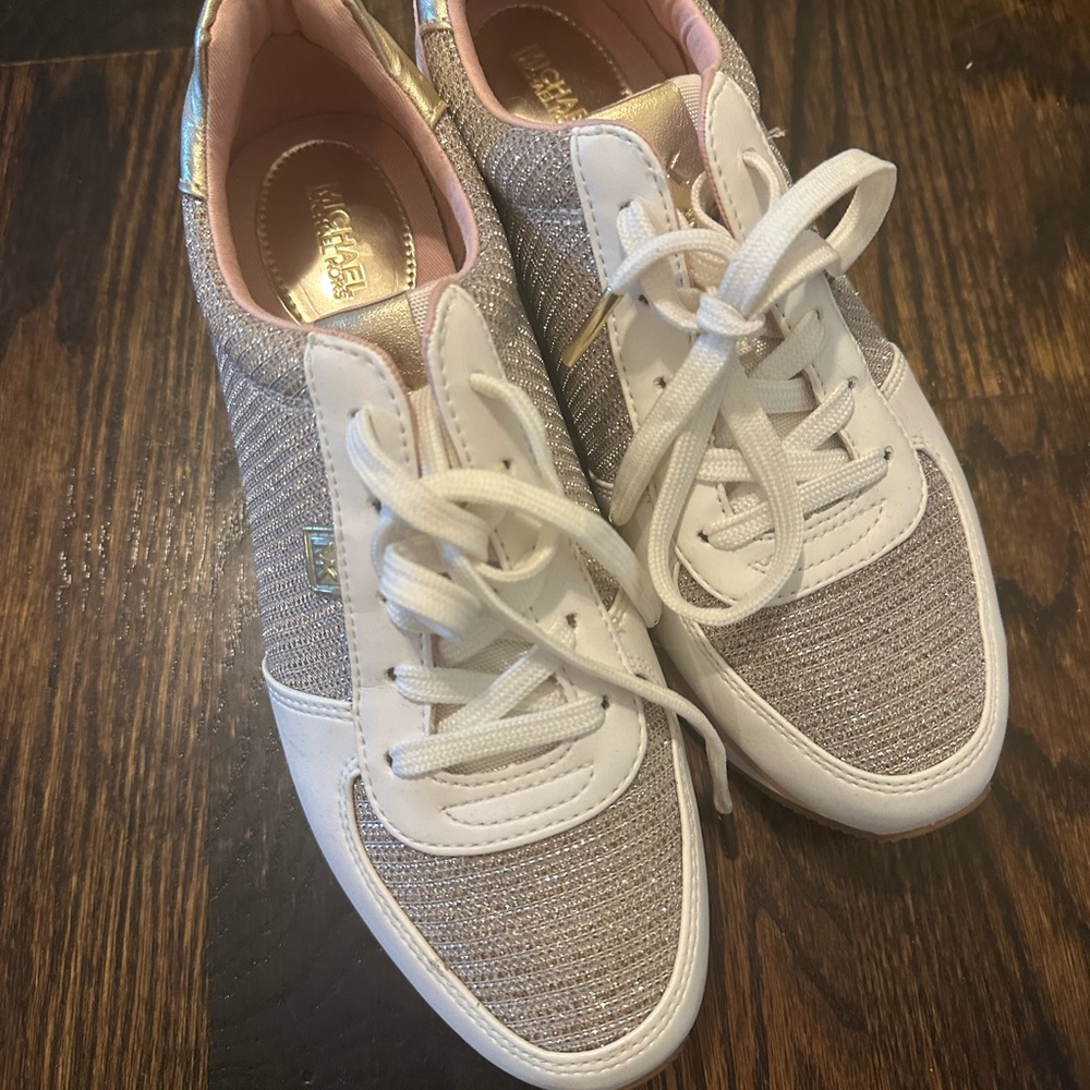 Michael Kors Monique Glitter Chain Mesh and Canvas Trainer sneaker size 8 - Picture 10 of 10